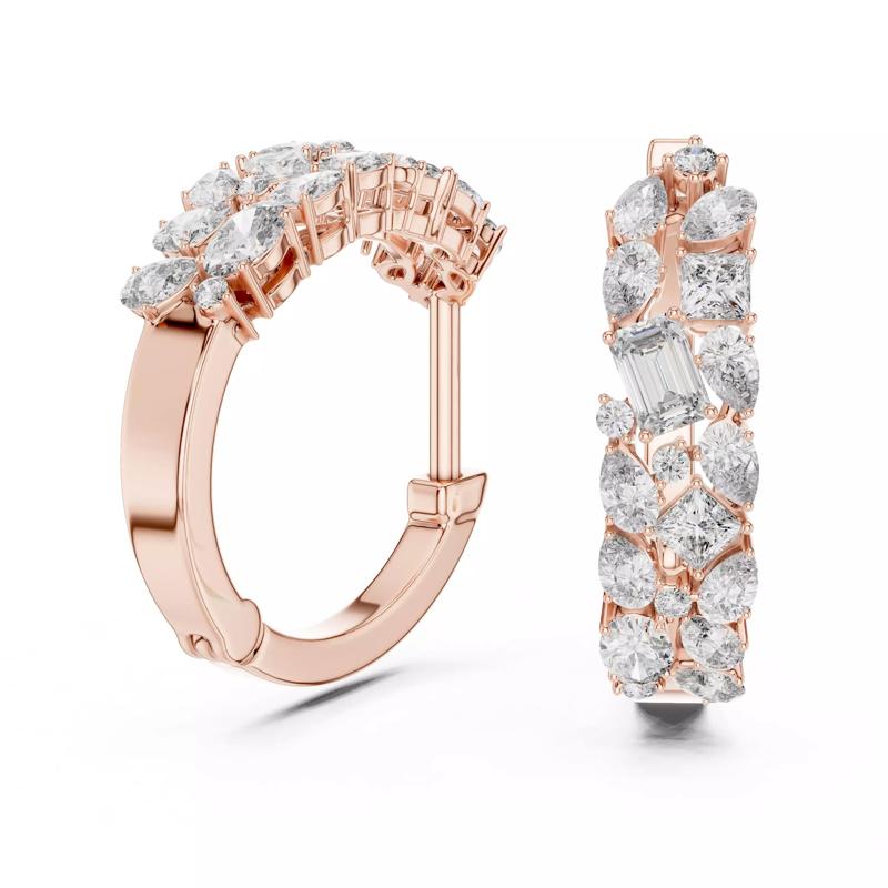 Diamond Hoops Earrings 3dm stl renders animation videos details