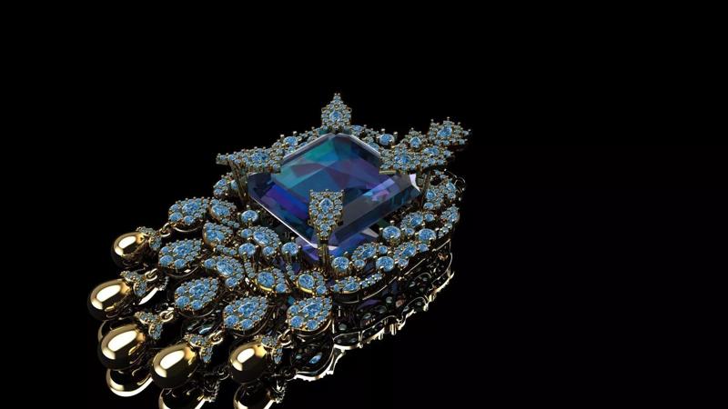 Blue Rhinestone Drop Earrings
