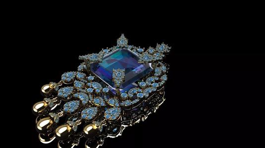 Blue Rhinestone Drop Earrings