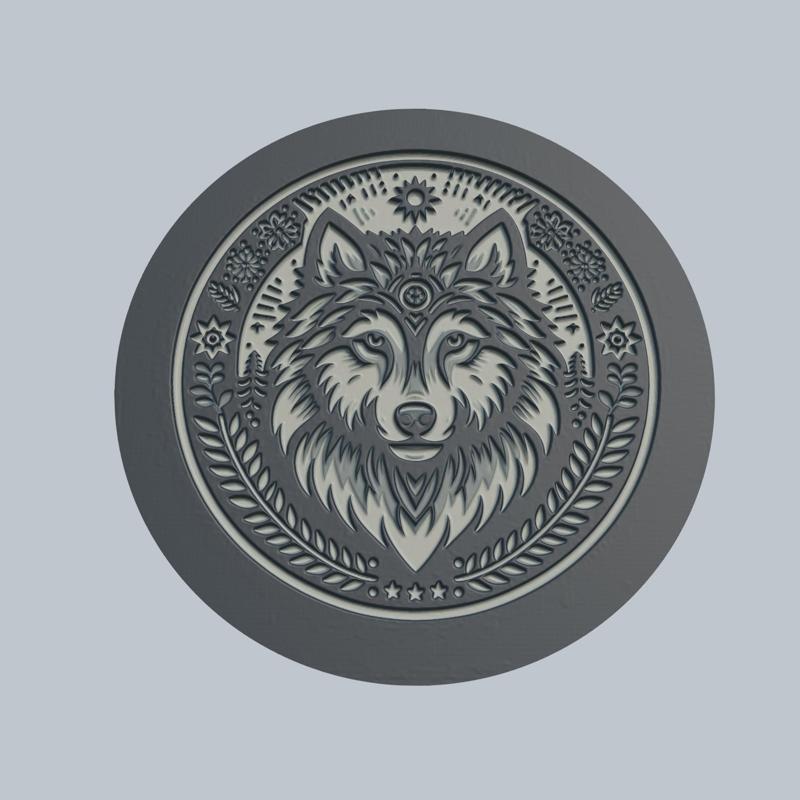 Wolf Animal Medallion Wolf 3d Print Model