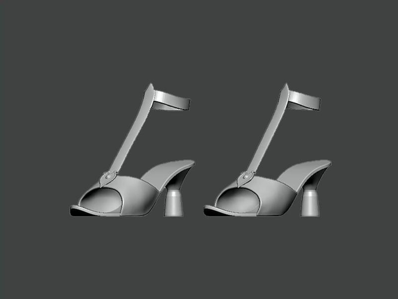 3D Model-SHOES0003 silver high heeled shoe
