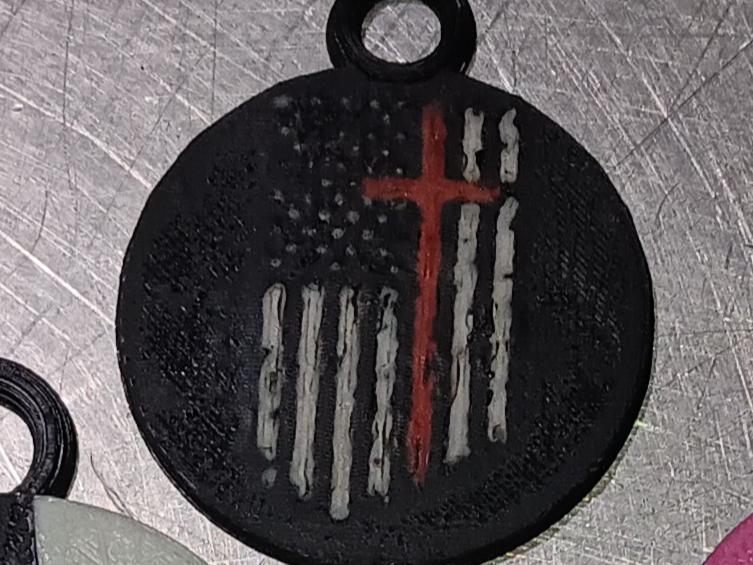 Cross American Flag NFC Keychain