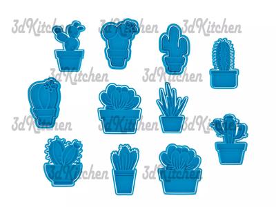 Cactus cookie cutters -fondant STL files