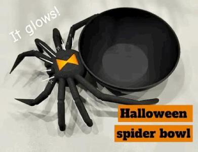 Spider bowl with glowing back for halloween treats