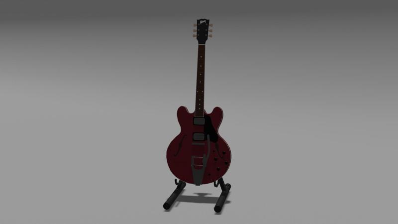 Gibson ES-335 guitar Low poly 3D model