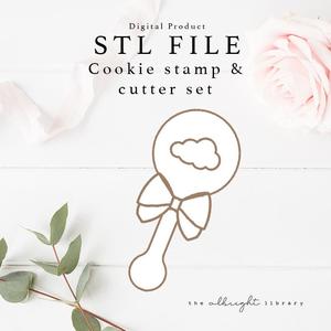 Baby Shower Bow Cloud Rattle Cookie Cutter + Stamp