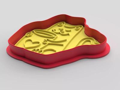 Cookie cutter and stamp - Cat and cup