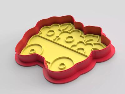 Cookie cutter and stamp - Car cart and flowers