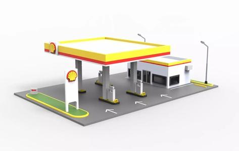 SHELL GASOLINE STATION DIORAMA 1-64 - ESTACION DE SERVICO SHELL