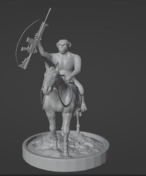 Planet Of The Apes - Ape With Horse and Gun - Monkey Warrior