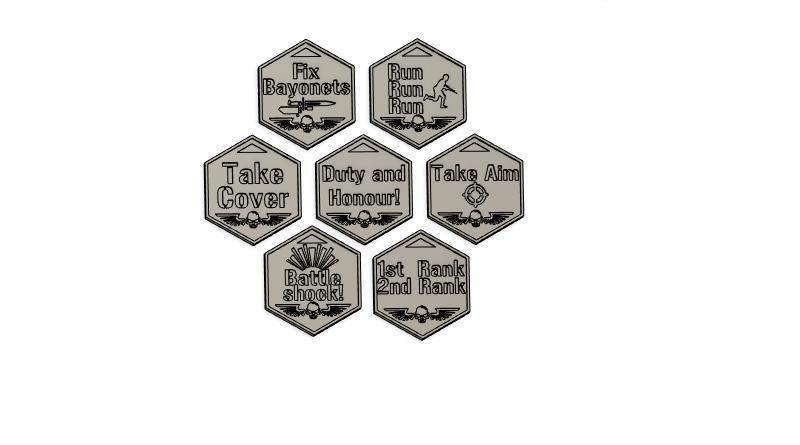 Imperial Guard Order and Battleshock tokens with case