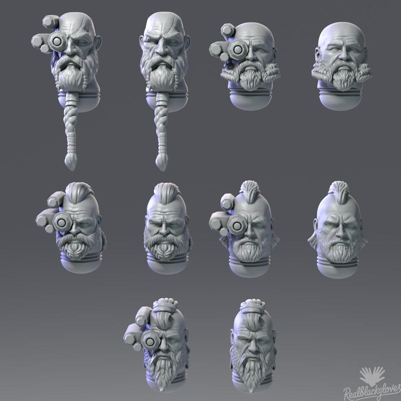 SPACE VIKINGS WOLVES HEADS