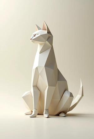 3D Origami Cat - Elegance in Folds