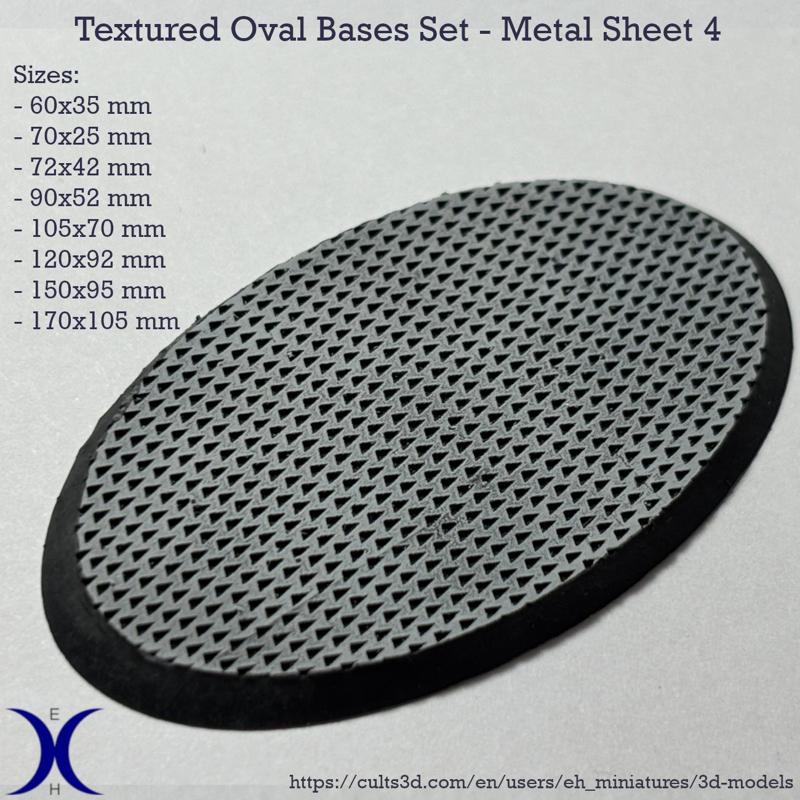 Oval Bases Set – Sheet Metal 4 Texture (60–170MM) | Perfect For Tabletop Wargames & RPG's