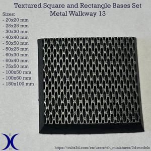 Square and Rectangle Bases Set – Metal Walkway 13 Texture (20–150mm) | Perfect for Tabletop Wargames & RPG's
