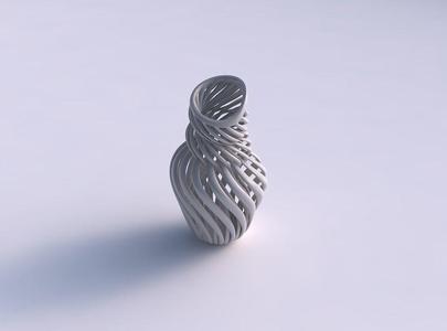 Vase curved twisted with muscle structure and intertwining in...