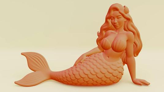 Mermaid Posing Serene Sculpture Printable