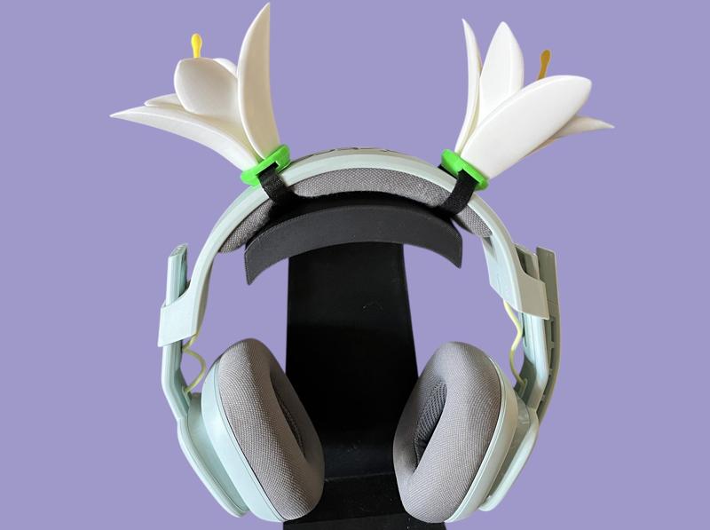 Cute floral lily headset decor headphones attachment tech accessory