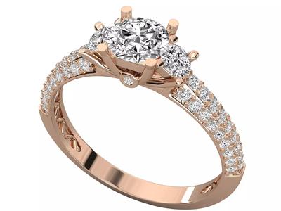 Three Stone french pave setting  Anniversary Ring