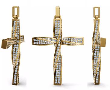 Twisted Cross With Gemstones -