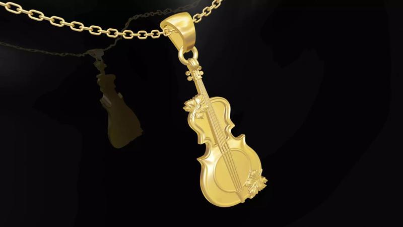Violin pendant jewelry gold