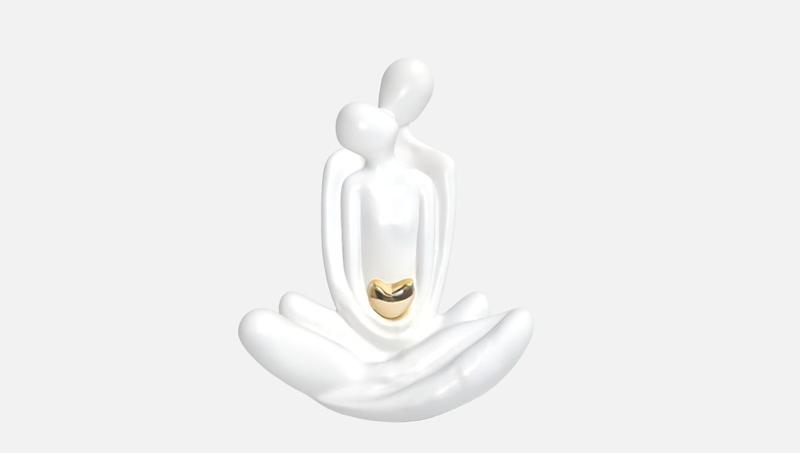 Eternal Love, Abstract Couple Statue, Symbol of Love & Unity, Heart Embracing Couple