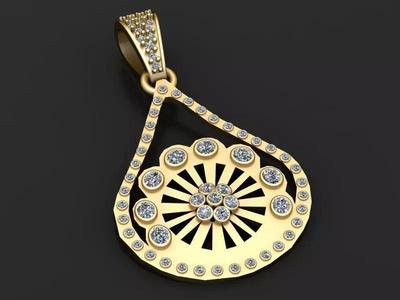 Teardrop gold pendant   3D printable model