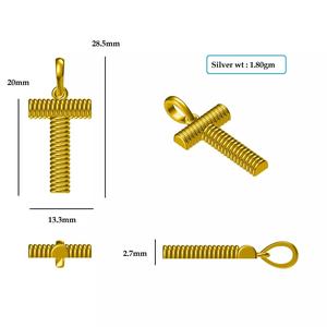 T Pendant gold plated sterling silver cross