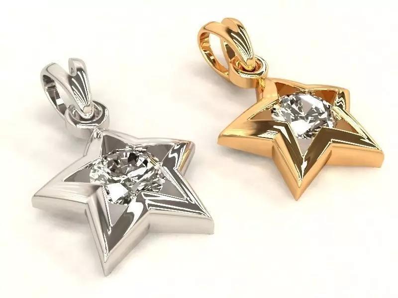 Star shape pendant with gemstone