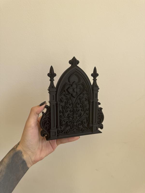 Gothic Arch Ornament STL 3MF | Baroque Cathedral Wall Plaque 3D Print Model | Dark Occult Decor