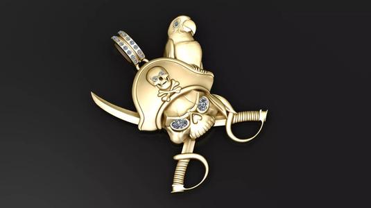 SWORD AND SKULL FACE PENDANT 3D PRINTABLE MODEL