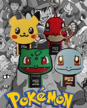Pokemon Pikachu, Squirtle, Charmander Bulbasaur keychain with SD slot
