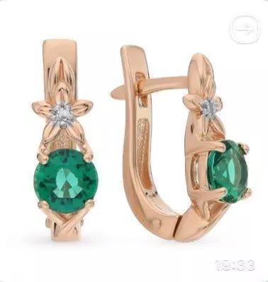 flower earrings with emerald and diamond 1082