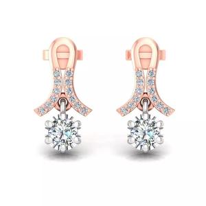 Elegant Rose Gold Bow Shaped Diamond Drop Earrings