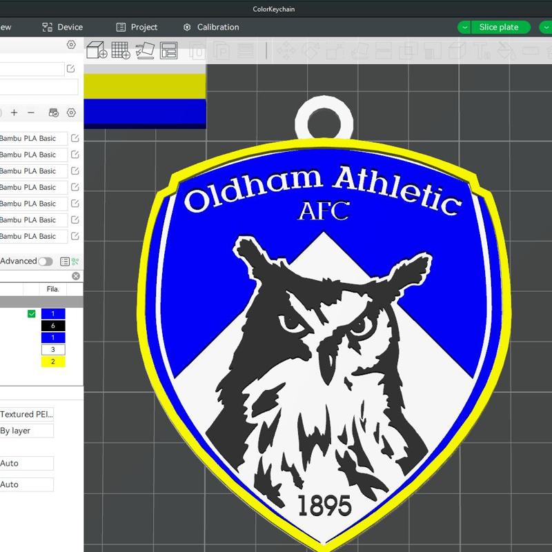 National League Oldham Athletic keychain badge color printable and renderable