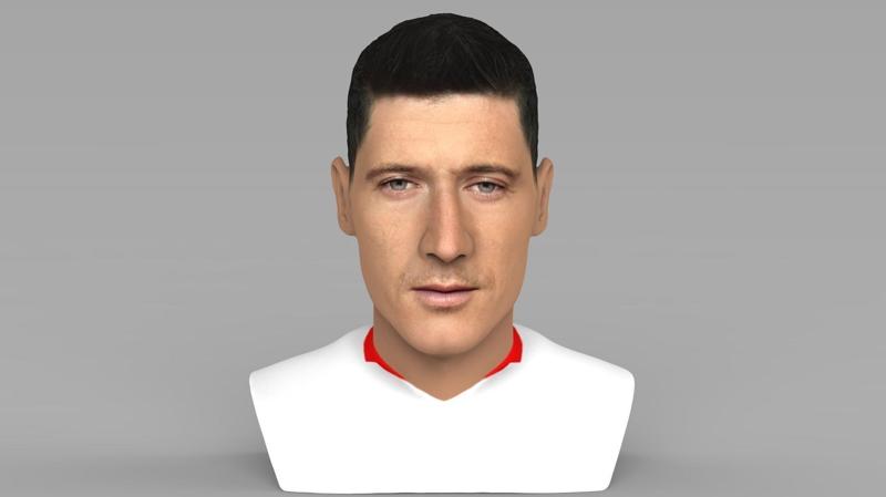 Robert Lewandowski bust for full color 3D printing