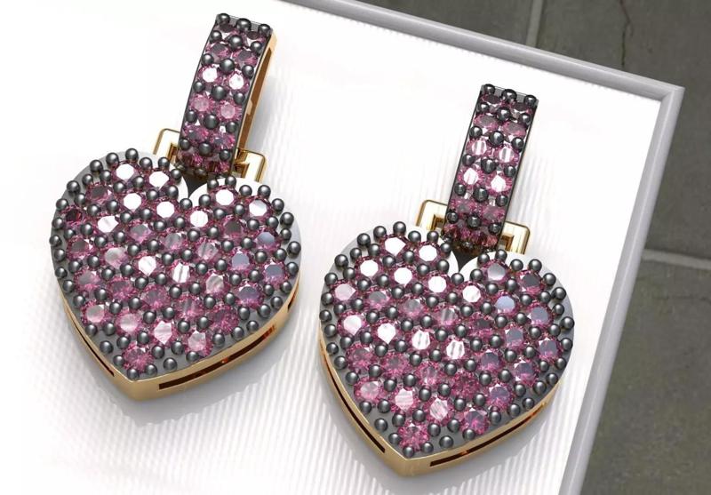 EARRING HEART PAVE