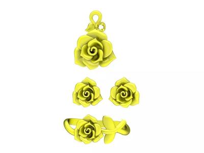 6711 Set Gold Rose Jewerly