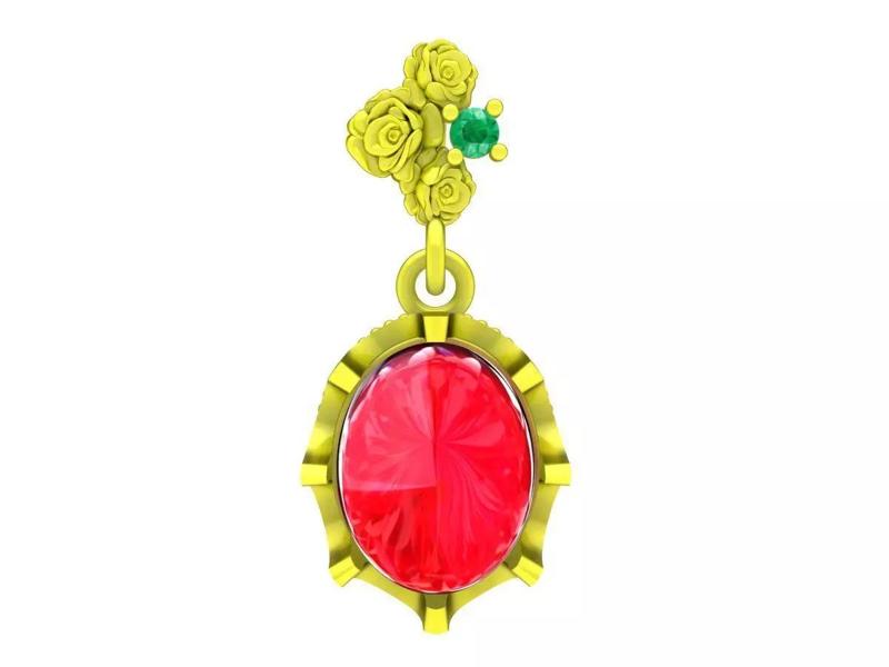 6174 Oval ruby rose diamond pendant
