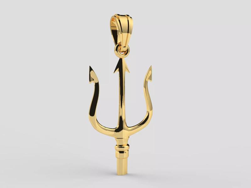 Jewelry trident pendant 3d model print