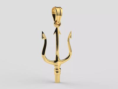 Jewelry trident pendant 3d model print