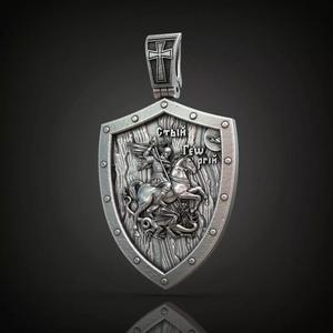Saint George shield prayer dragon slayer rider pendant
