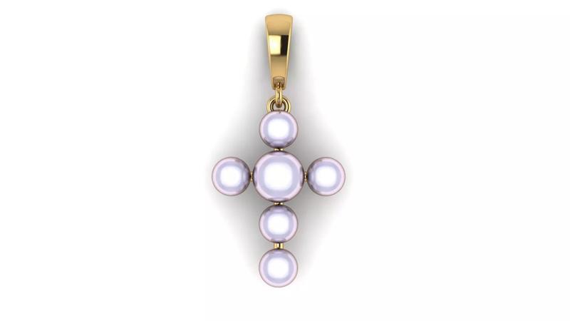 Pearl Cross Pendant with Bail