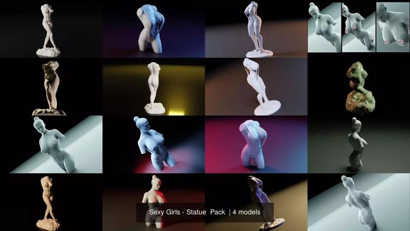 Sexy Girls - Statue  Pack  3D Model Collection