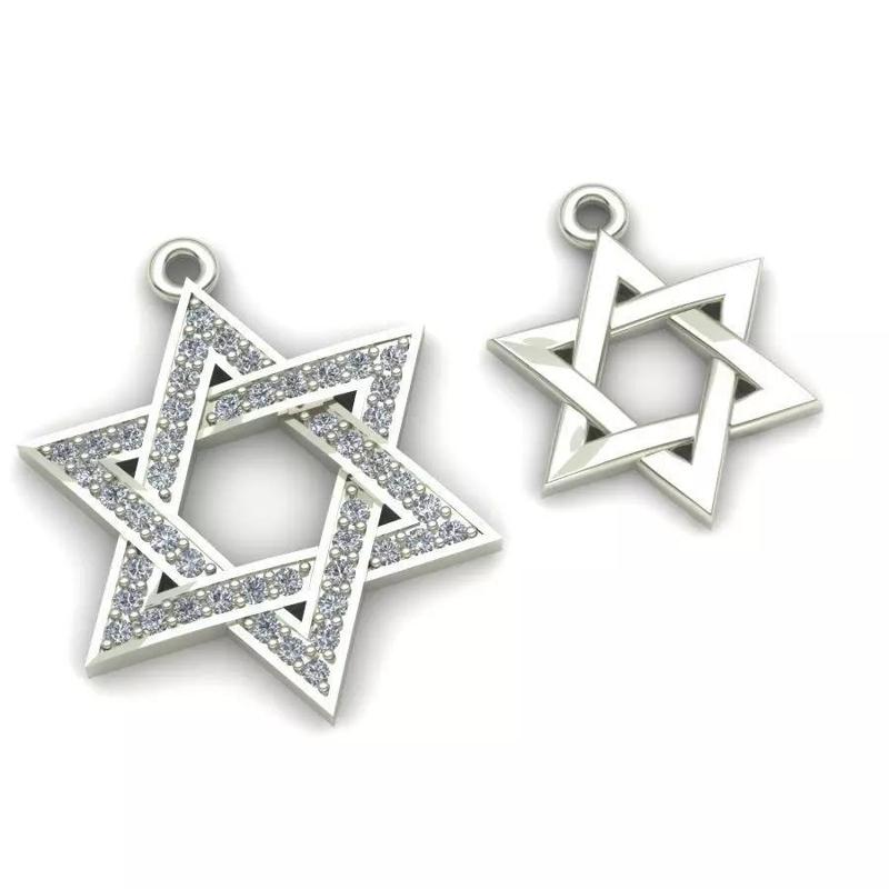 Set stars of David pendants