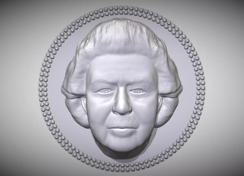 Queen Elizabeth medallion pendant 3D printing ready stl obj