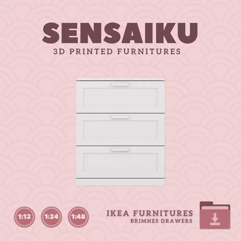 BRIMNES 3 Drawers Chest for Miniature Dollhouse IKEA 3D Print