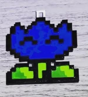 Keychain / Sphere 8 Bits Blue flower Mario