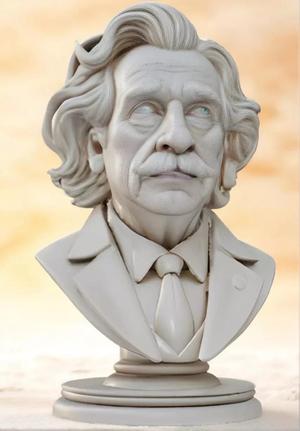 Albert Einstein Head Bust 3D Model - STL Printable Genius
