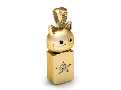Baby Cat Pendant – 3D Printable Jewelry Model | Cute Kitten Gold Design
